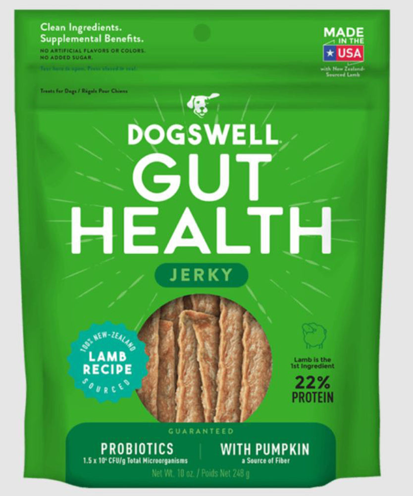 Dogswell Dog Gut Health Jerky Grain Free Lamb 10oz for your Pet Dog with Pet Store X!