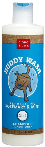 Cloud Star Buddy Wash Refreshing Rosemary and Mint Dog Shampoo and Conditioner; 16oz Bottle for your Pet Dog with Pet Store X.