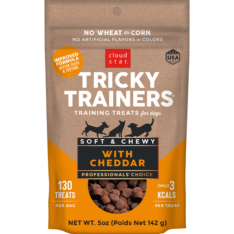 Cloud Star Chewy Tricky Trainers Cheddar Flavor Dog Treats; 5oz Bag for your Pet Dog with Pet Store X!