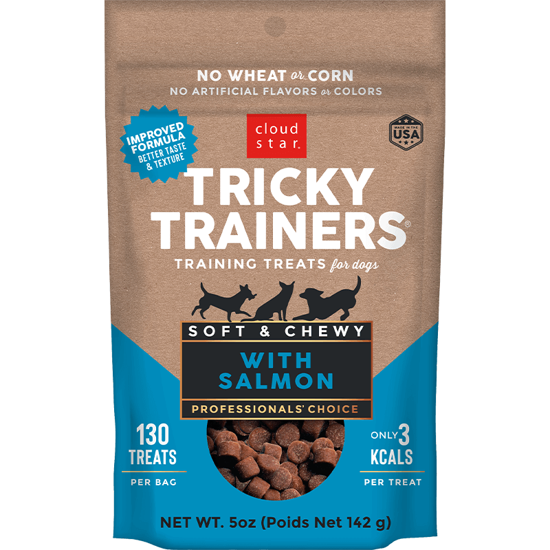 Cloud Star Chewy Tricky Trainers Salmon Flavor Dog Treats; 5oz Bag for your Pet Dog with Pet Store X!