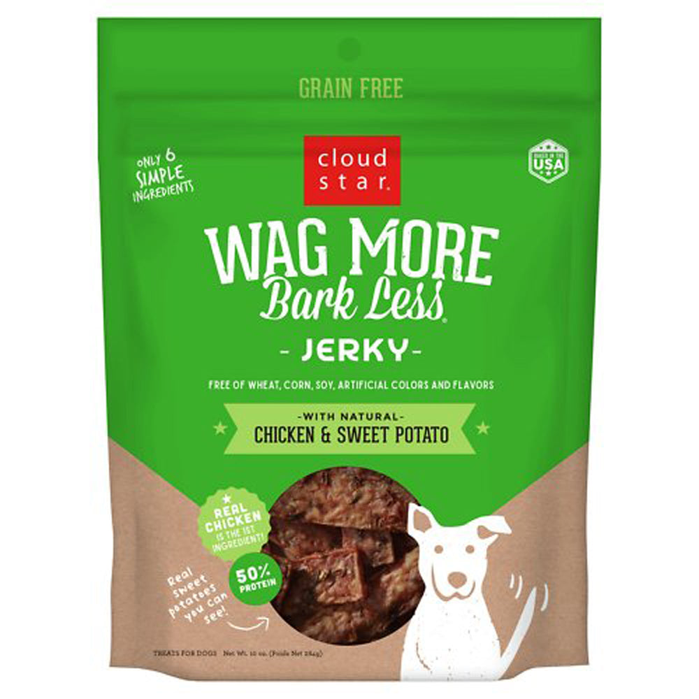 Cloudstar WAGMORE DOG JERKY GRAIN FREE CHICKEN SWEET POTATO 10OZ for your Pet Dog with Pet Store X!