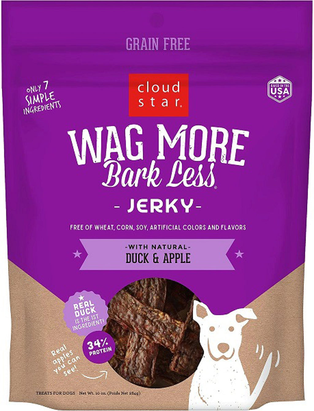 Cloudstar DOG JERKY GRAIN FREE DUCK APPLE 10OZ