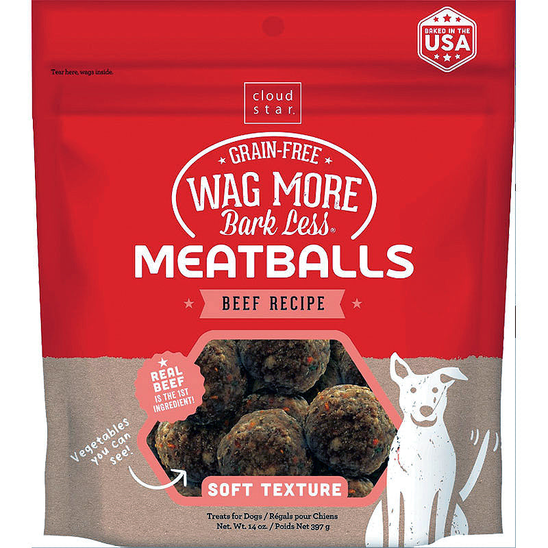 Cloud Star Wagmore Dog Meatball Grain Free Beef 14Oz for your Pet Dog with Pet Store X!