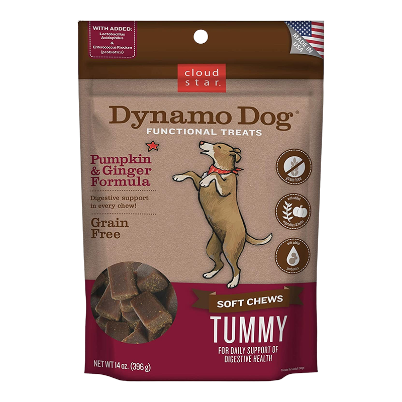 Cloud Star Dynamo Dog Tummy Soft Chews Pumpkin and Ginger Formula Dog Treats, 14-Oz Bag for your Pet Dog with Pet Store X!