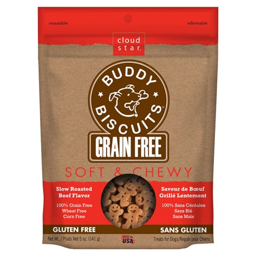 Cloud Star Grain-Free Soft and Chewy Buddy Biscuits With Slow Roasted Beef Dog Treats; 5-Oz Bag for your Pet Dog with Pet Store X!