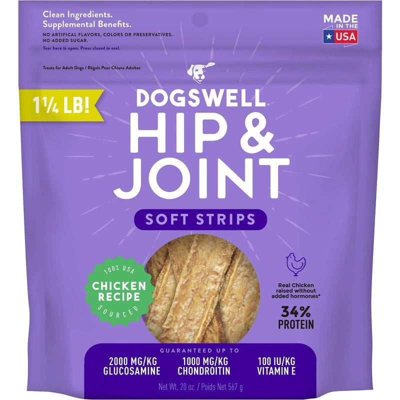 Dogswell Hip & Joint Grain-free Soft Strips Dog Treat Chicken 1ea/20 oz for your Pet Dog with Pet Store X!