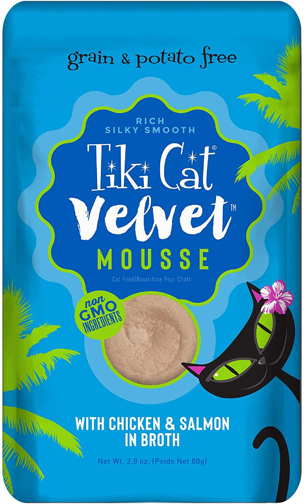 Tiki Pets Cat Velvet Mousse Chicken and Salmon in Broth 28oz (Case of 12) for your Pet Cat with Pet Store X!