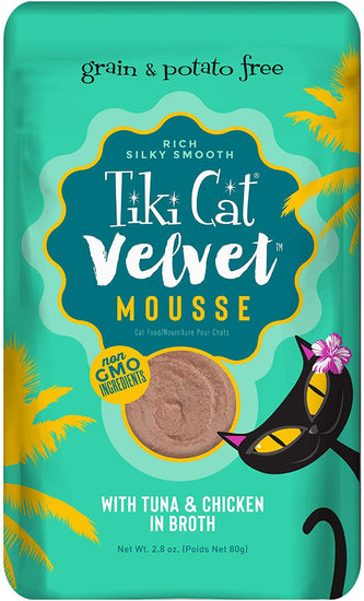 Tiki Pets Cat Velvet Mousse Tuna and Chicken in Broth 28oz (Case of 12) for your Pet Cat with Pet Store X!