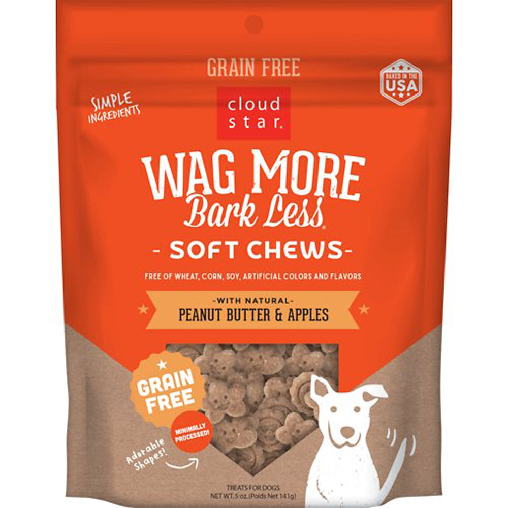 Cloudstar Wagmore Dog Grain Free Soft And Chewy Peanut Butter And Apple 5oz for your Pet Dog with Pet Store X!