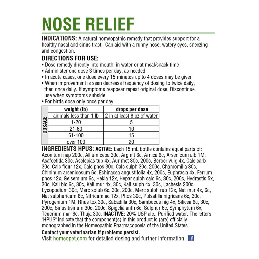 HomeoPet Nose Relief 1ea/15 ml