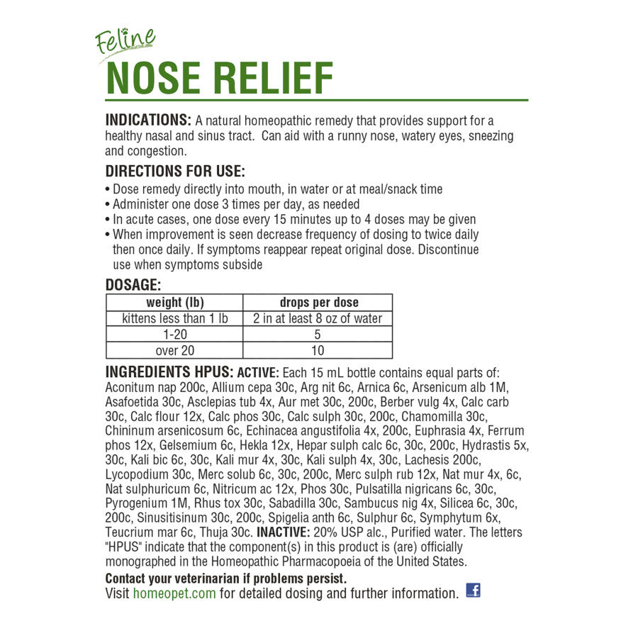 HomeoPet Feline Nose Relief 1ea/15 ml