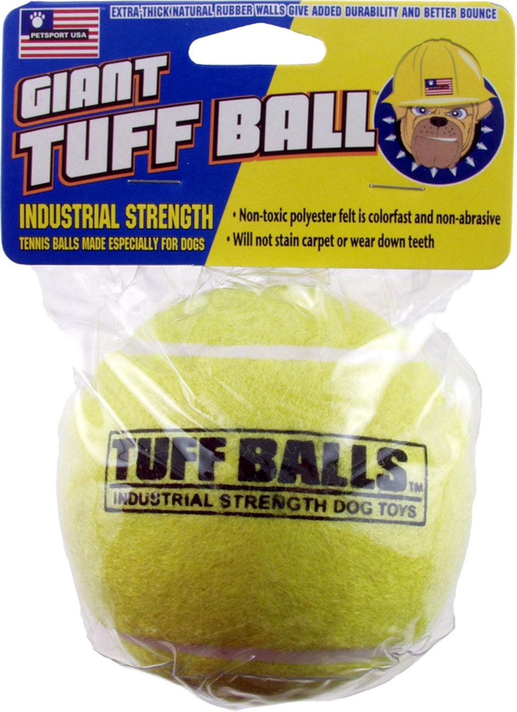 Petsport USA Tuff Ball Dog toy Yellow 1ea/1 pk, 4 in