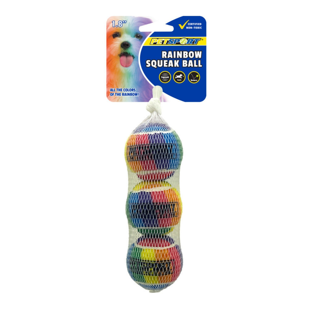 Petsport USA Rainbow Squeak Ball Dog Toy 1ea/1.8 in, 3 pk