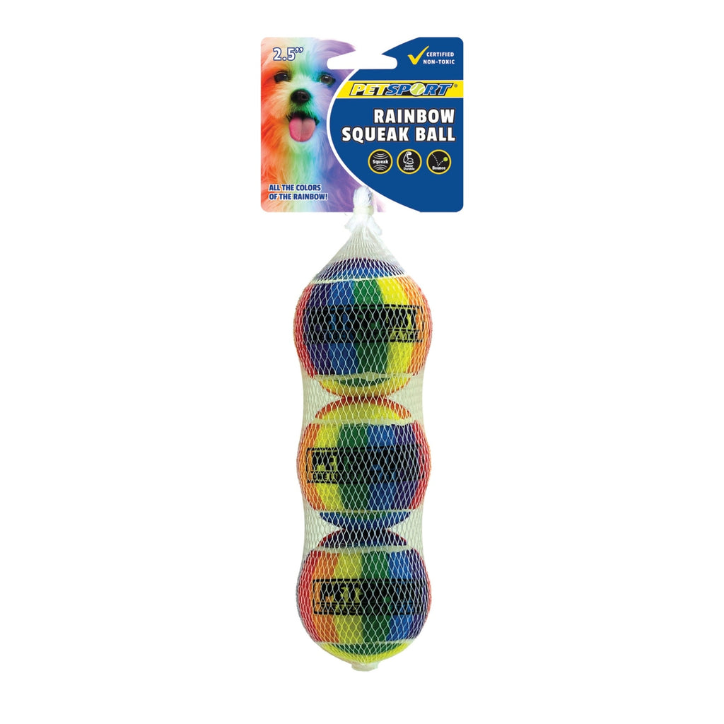 Petsport USA Rainbow Squeak Ball Dog Toy 1ea/2.5 in, 3 pk