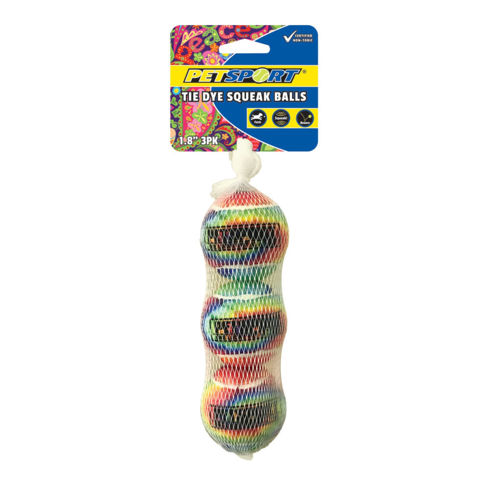 Petsport USA Tie Dye Squeak Ball Dog Toy 1ea/1.8 in, 3 pk