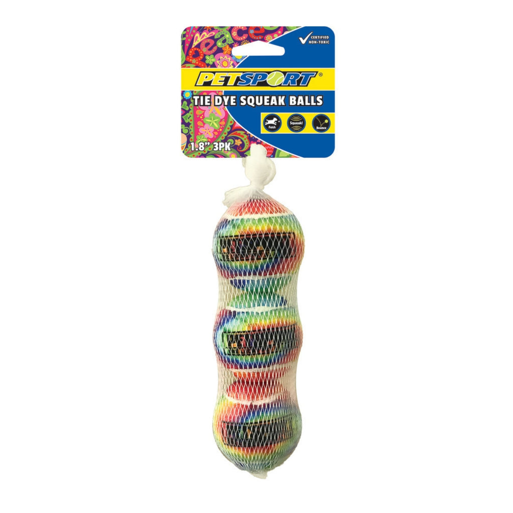 Petsport USA Tie Dye Squeak Ball Dog Toy 1ea/1.8 in, 3 pk