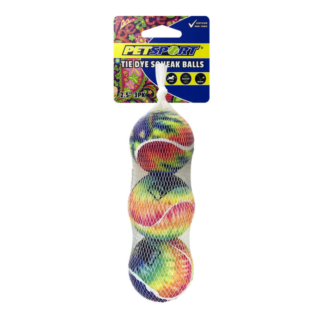 Petsport USA Tie Dye Squeak Ball Dog Toy 1ea/2.5 in, 3 pk