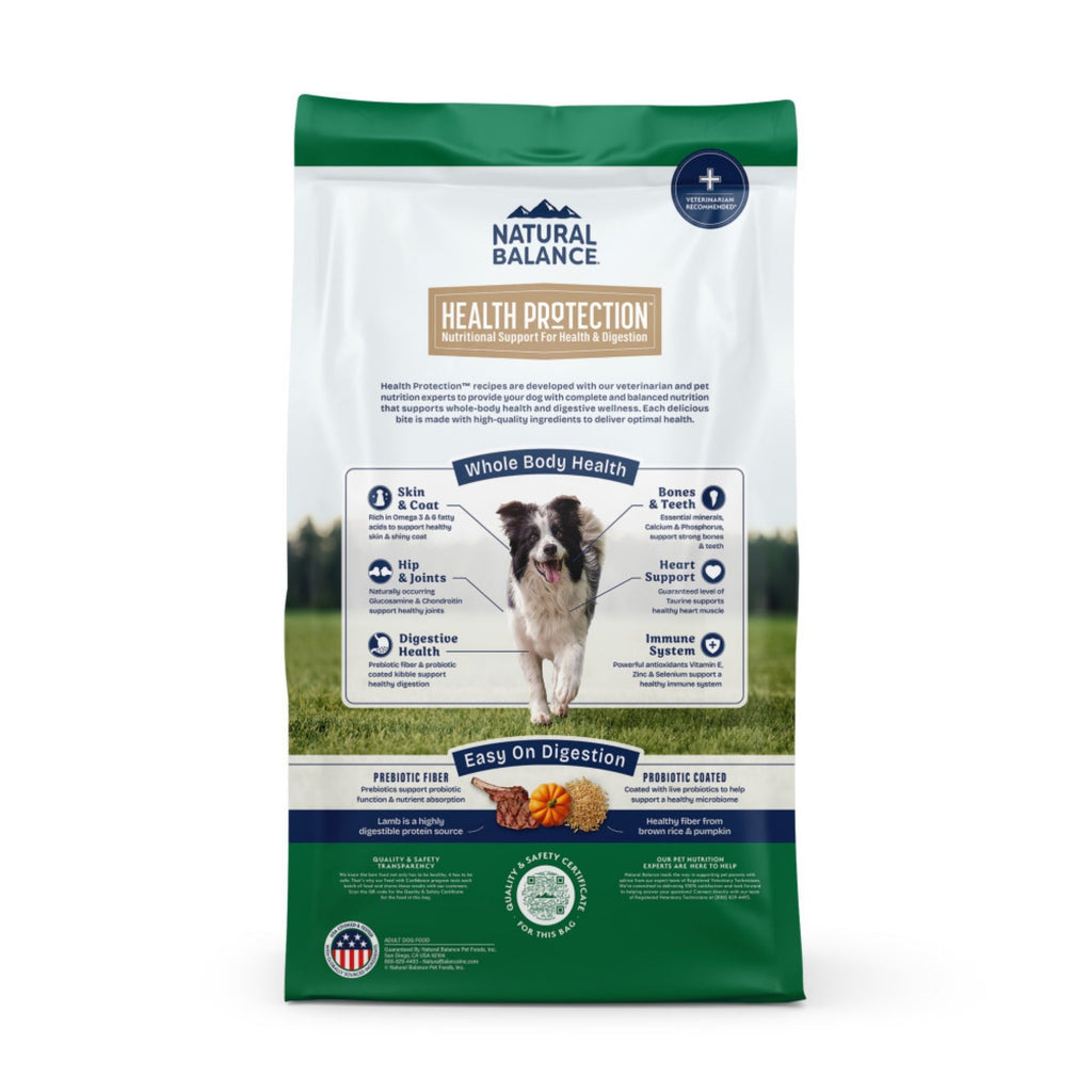 Natural Balance Pet Foods Health Protection Dry Dog Food Lamb, Rice  Pumpkin, 1ea/24 lb