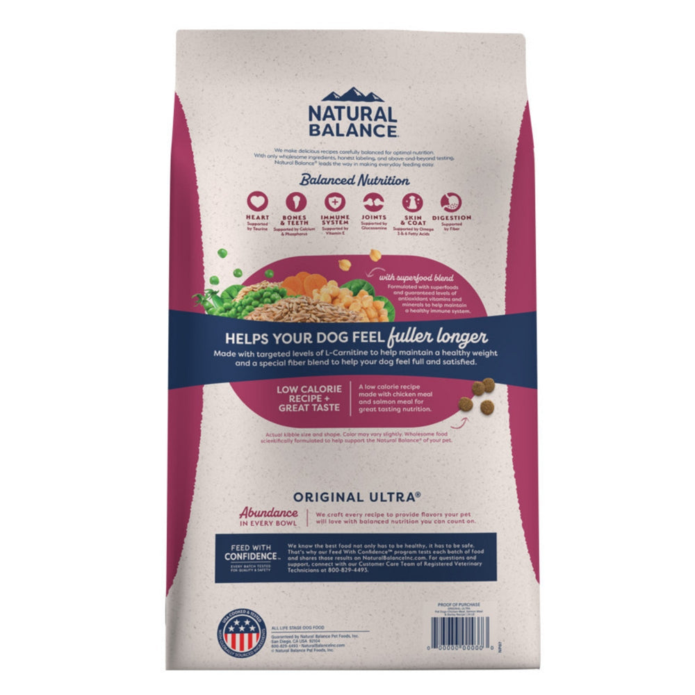 Natural Balance Pet Foods Original Ultra Fat Dogs Dry Dog Food Chicken Meal, Salmon Meal & Barley 4lb