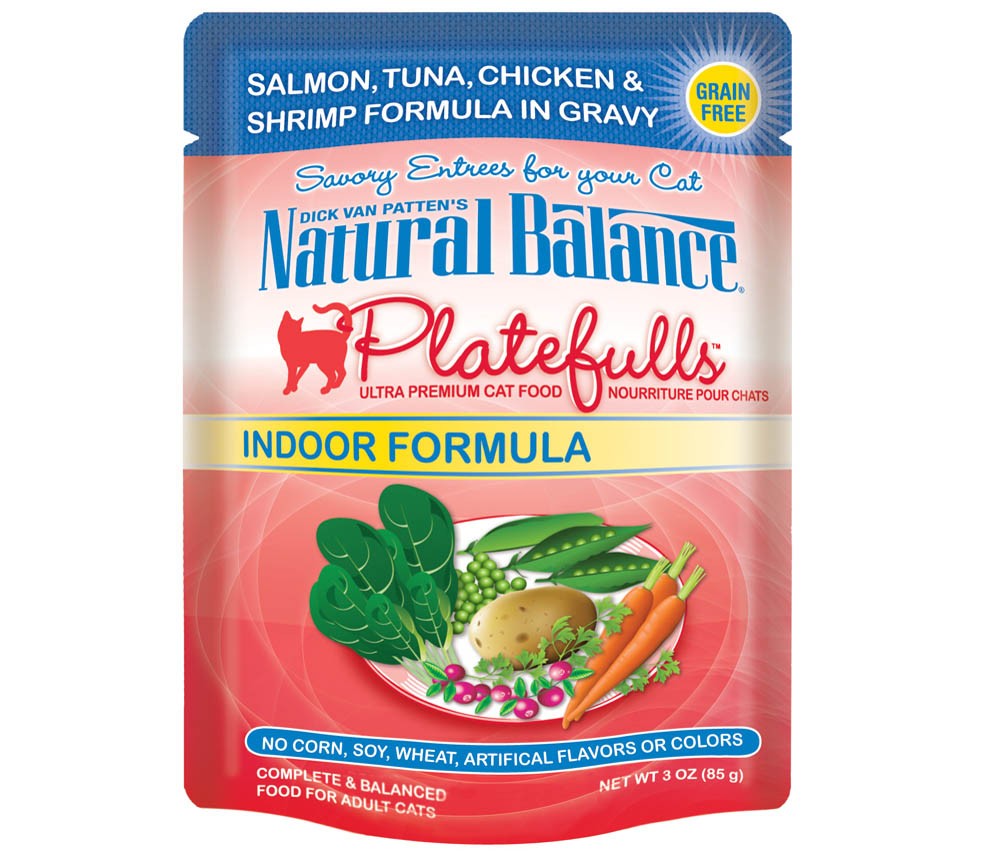 Natural Balance Pet Foods Ultra Platefulls Morsels in Gravy Indoor Wet Cat Food Salmon, Tuna, Chicken & Shrimp in Gravy 24ea/3 oz