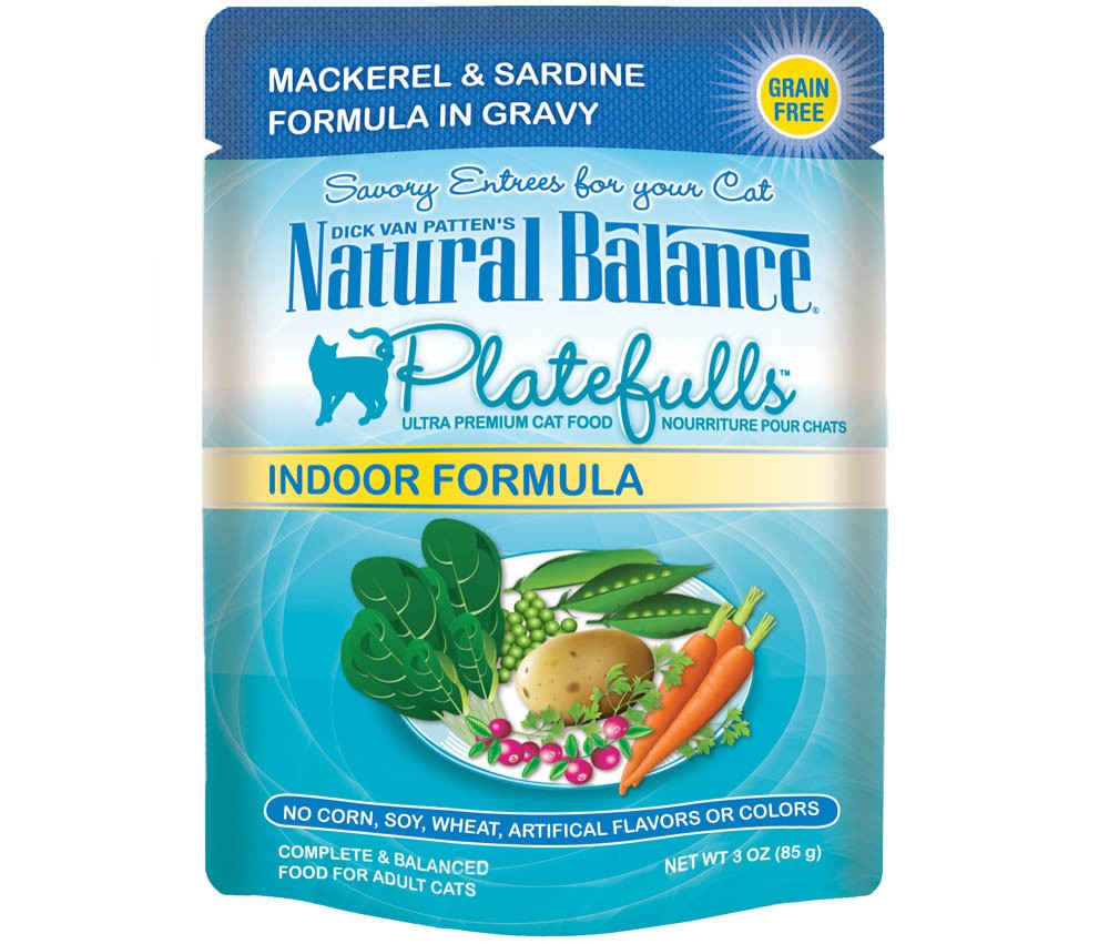 Natural Balance Pet Foods Ultra Platefulls Morsels in Gravy Indoor Wet Cat Food Mackerel & Sardine in Gravy 24ea/3 oz