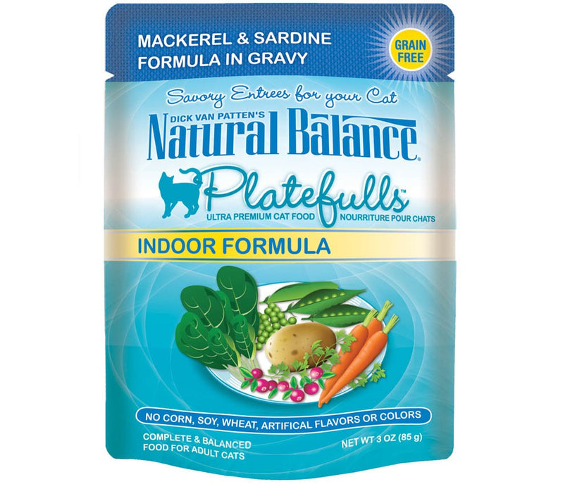 Natural Balance Pet Foods Ultra Platefulls Morsels in Gravy Indoor Wet Cat Food Mackerel & Sardine in Gravy 24ea/3 oz for your Pet Cat with Pet Store X!