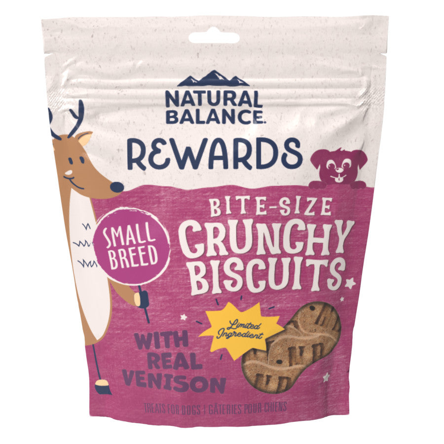 Natural Balance Pet Foods Rewards Bite-Size Crunchy Biscuits Small Breed Dog Treats Venison & Sweet Potato 1ea/8 oz for your Pet Dog with Pet Store X!