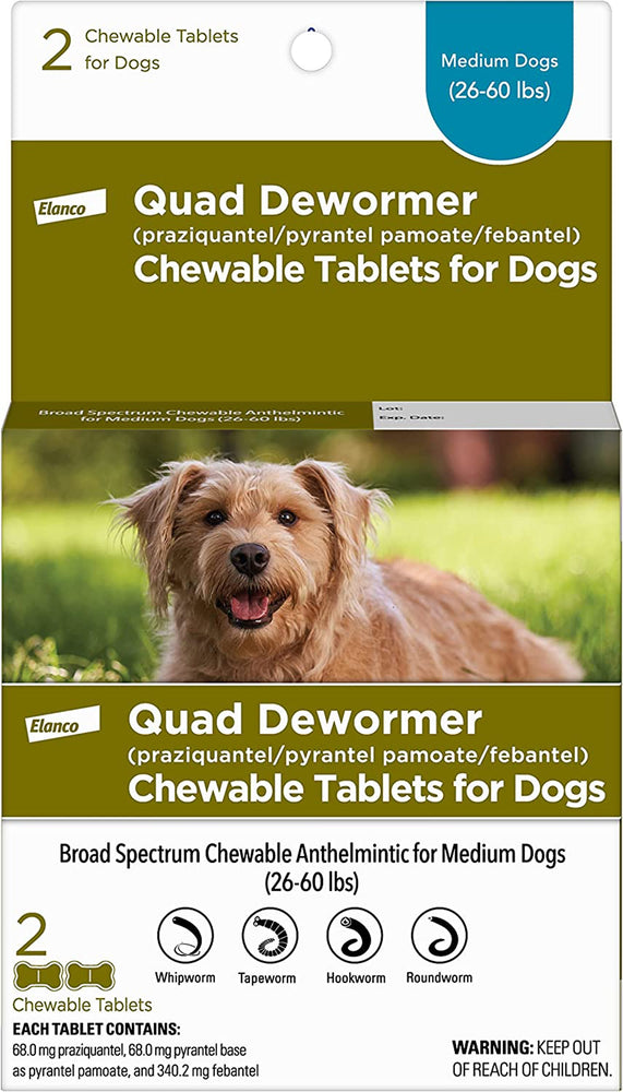 Bayer Quad Dewormer 68Mg 2Ct. Medium Dog