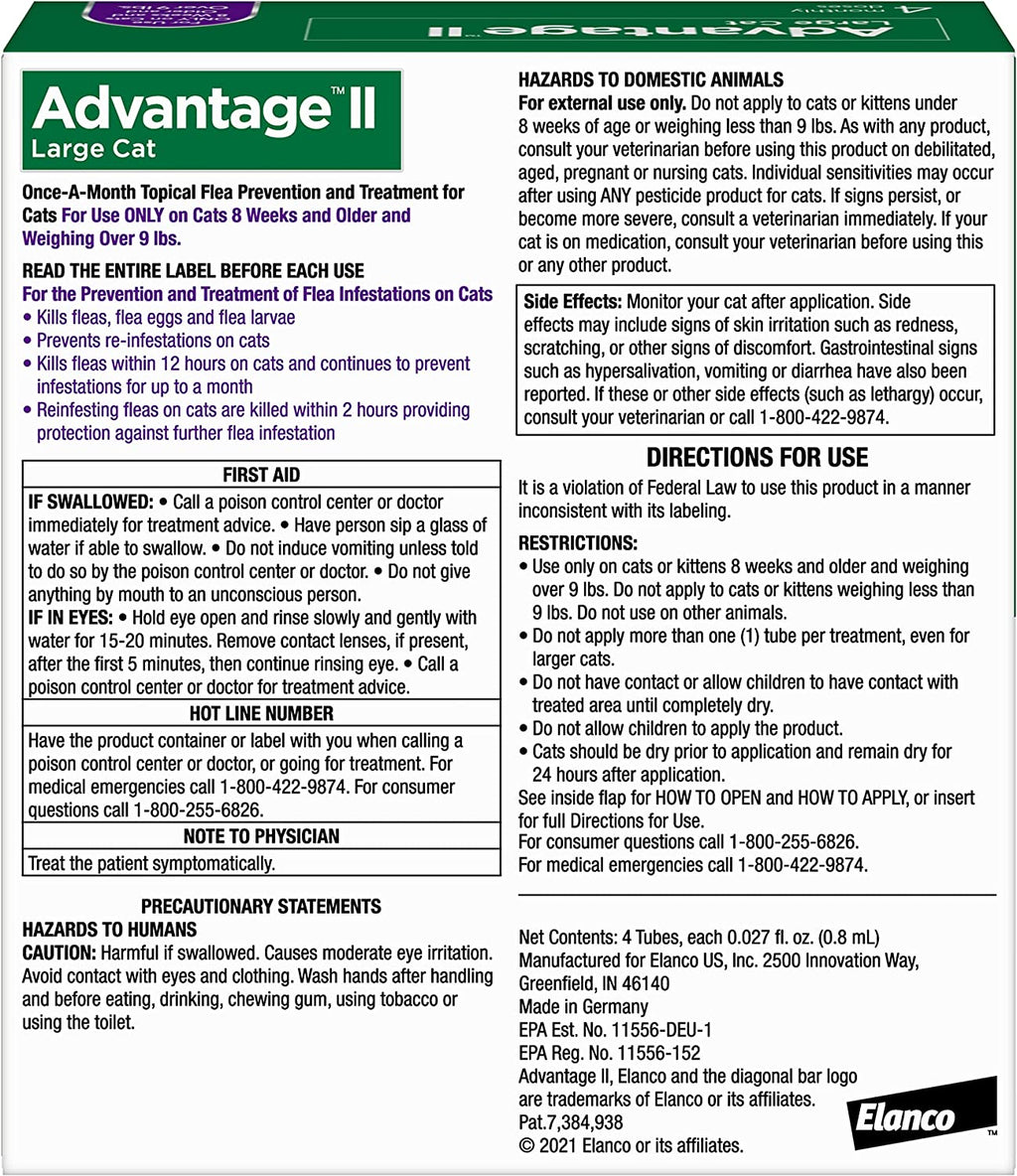 Advantage II Cat Large Purple 4-Pack (3packs)