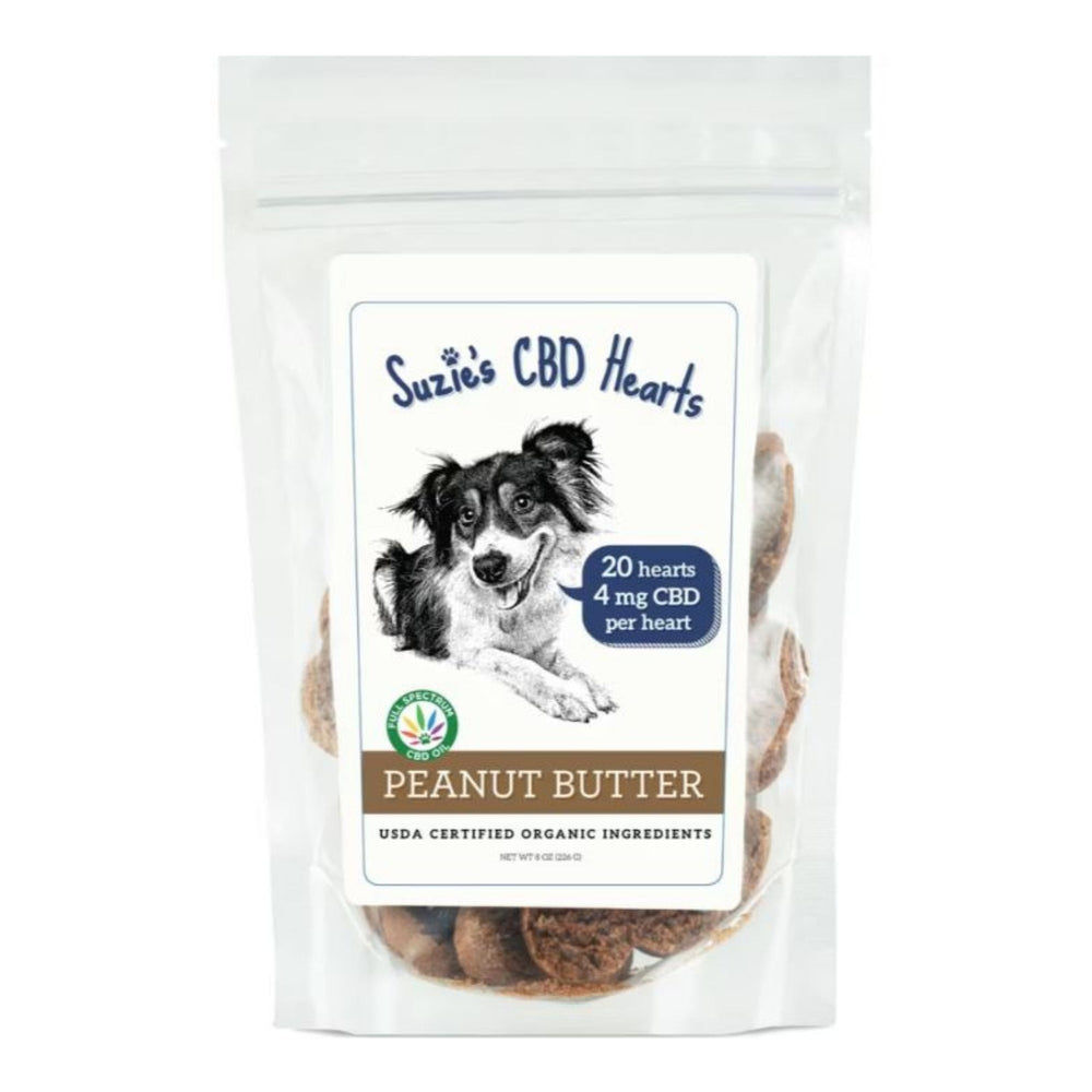 Suzie's CBD Hearts For Dogs Peanut Butter 8oz.-4mg