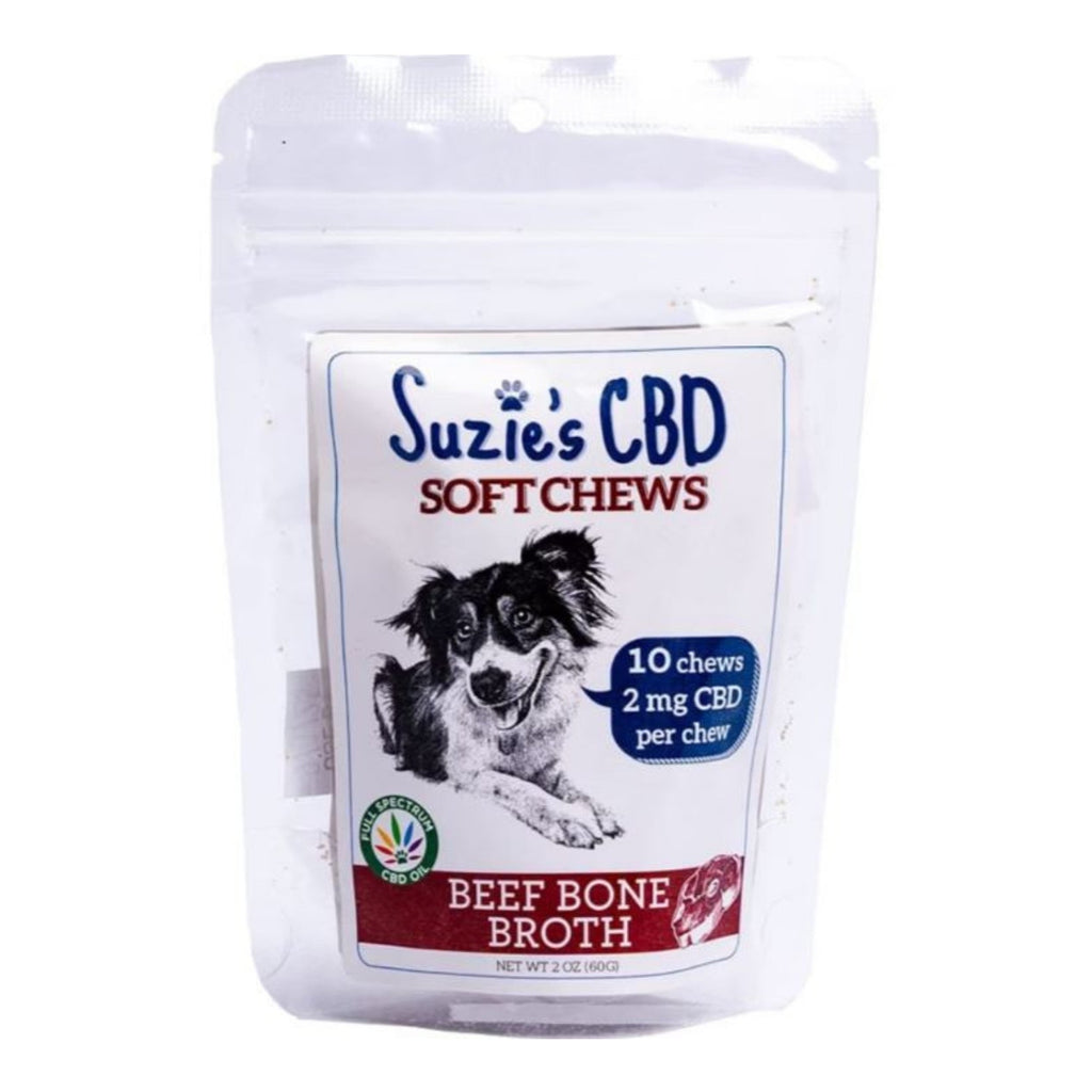 Suzie's CBD Soft Chews For Dogs Trial Size Beef Bone Broth 2oz.