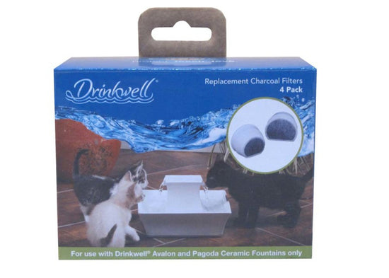 Drinkwell Single Cell Charcoal Replacement Filters for Avalon & Pagoda Ceramic Fountains White 1ea/4 pk for your Pet Dog with Pet Store X.