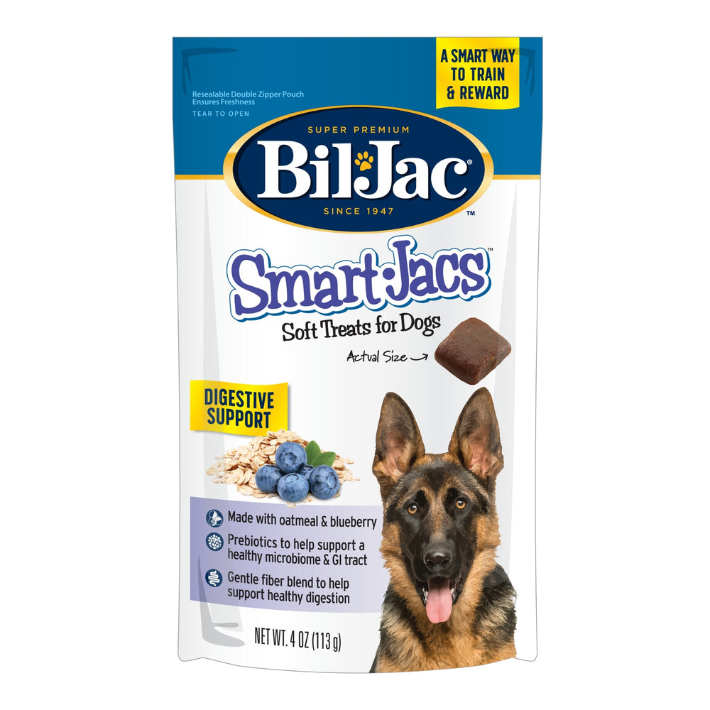 Bil-Jac Smart Jacs Digestive Support Dog Treats Oatmeal/Blueberry 4oz (Case of 10) for your Pet Dog with Pet Store X!