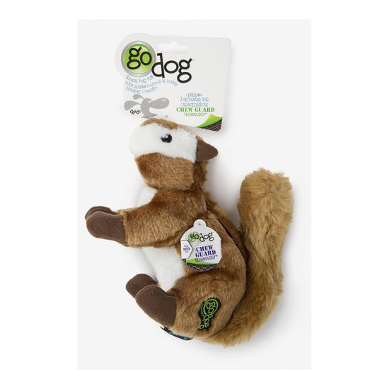 Godog Wildlife Chipmunk Squeaky Plush Dog Toy Brown Large for your Pet Dog with Pet Store X.