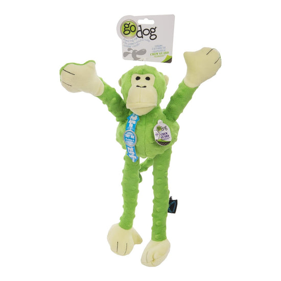 Godog Crazy Tugs Monkey Dog Toy Green Large for your Pet Dog with Pet Store X.