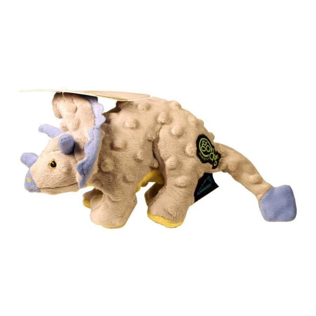 Godog Dinos Frills The Triceratops Dog Toy Gray Small for your Pet Dog with Pet Store X.