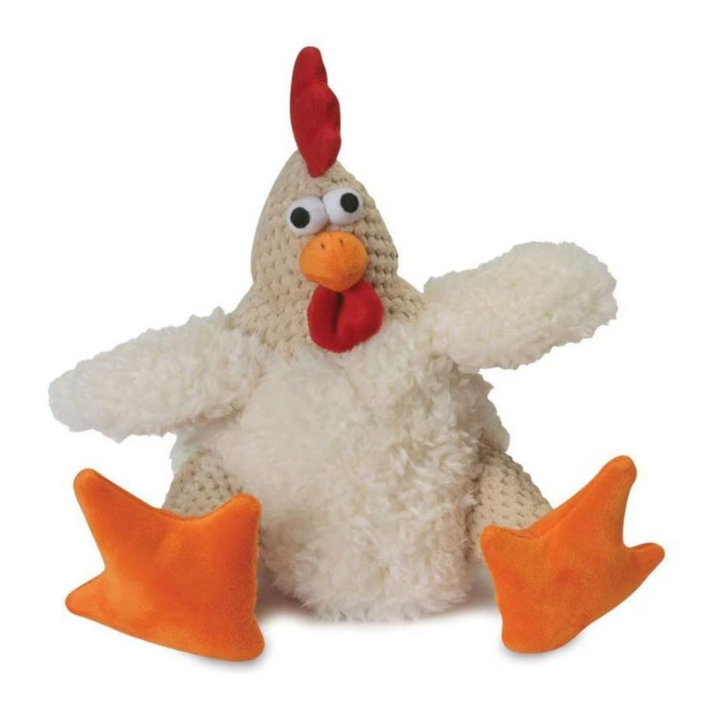 Godog Checkers Sitting Rooster Dog Toy White Large for your Pet Dog with Pet Store X.