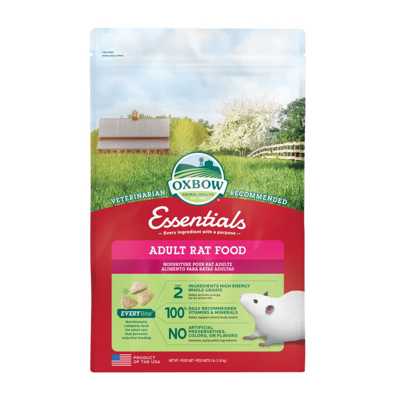 Oxbow Animal Health Essentials Adult Rat Food 1ea/3 lb for your Pet Small Animal with Pet Store X.