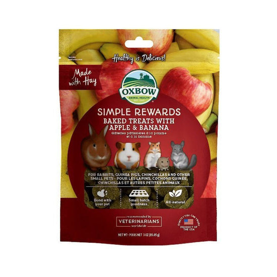 Oxbow Animal Health Simple Rewards Baked Small Animal Treats w/Apple & Banana 1ea/3 oz for your Pet Small Animal with Pet Store X.