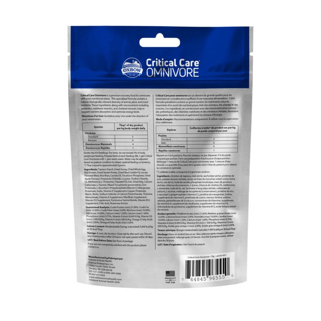 Oxbow Animal Health Critical Care Omnivore Feeding Formula 70g, 1ea/2.47oz.