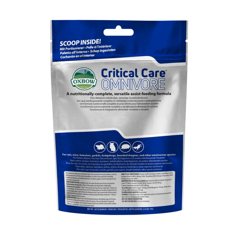 Oxbow Animal Health Critical Care Omnivore Feeding Formula 70g, 1ea/247oz for your Pet Small Animal with Pet Store X.