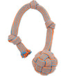 Mammoth Pet Products EXTRA Flossy Webbing Ball w/Fling Handle Dog Toy Orange/Blue 1ea/SM, 16 in