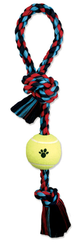 Mammoth Pet Products Pull Tug Dog toy w/Tennis Ball Multi-Color 1ea/20 in, MD