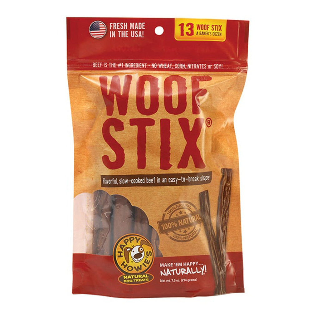 Happy Howie Dog Beef Woof Stix Bakers Dozen 6 Inch for your Pet Dog with Pet Store X!