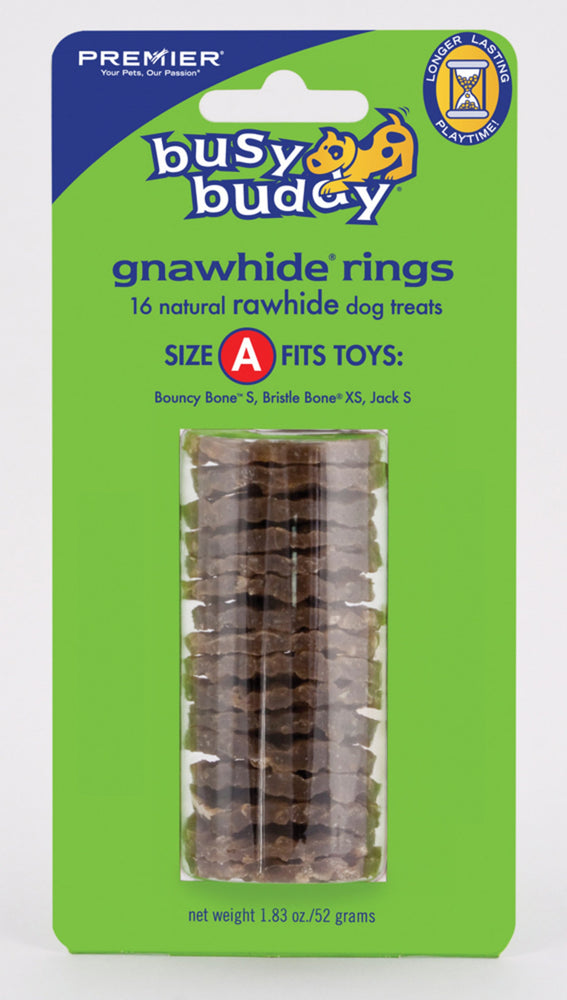 Busy Buddy Gnawhide Ring Refills Original Rawhide 1ea/1.83 oz, 16 ct, SM