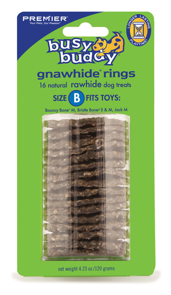 Busy Buddy Gnawhide Ring Refills Original Rawhide 1ea/4.23 oz, 16 ct, MD