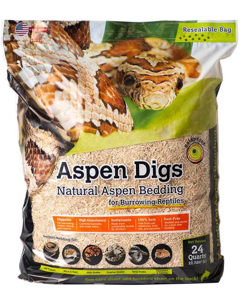 Galapagos Aspen Digs Natural Aspen Bedding Substrate 1ea/24 qt for your Pet Reptile with Pet Store X.