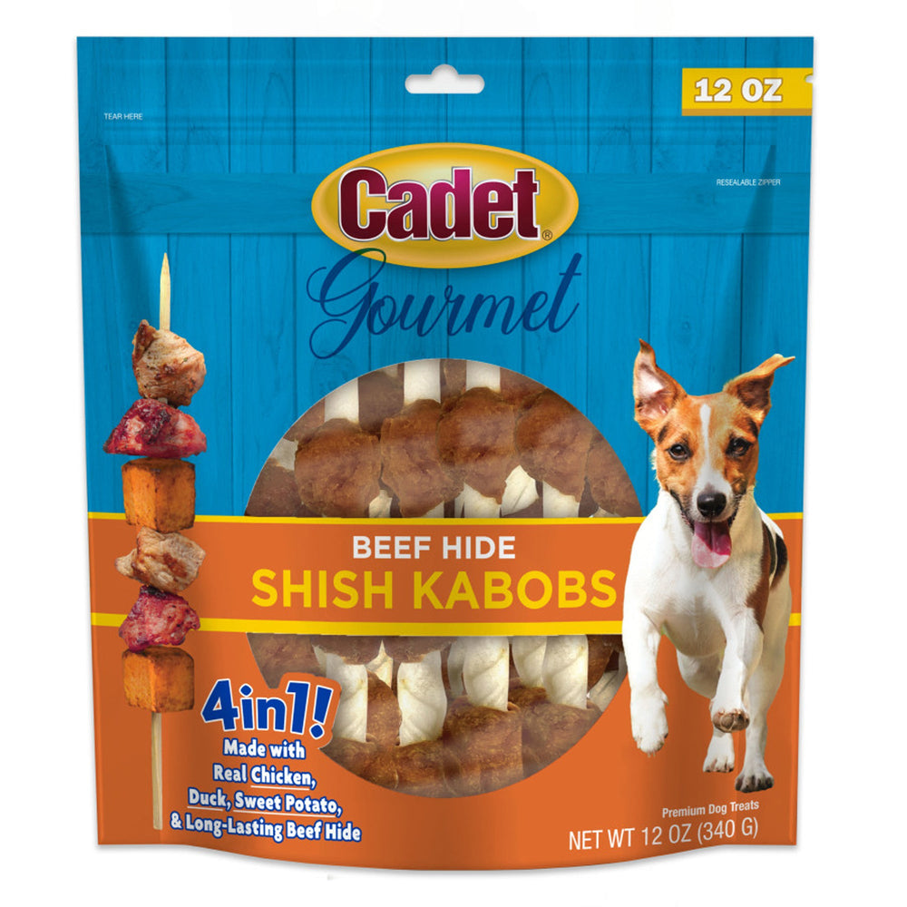 Cadet Gourmet Beef Hide Shish Kabob Dog Treats Chicken, Sweet Potato, & Liver 1ea/5 in (12oz.)