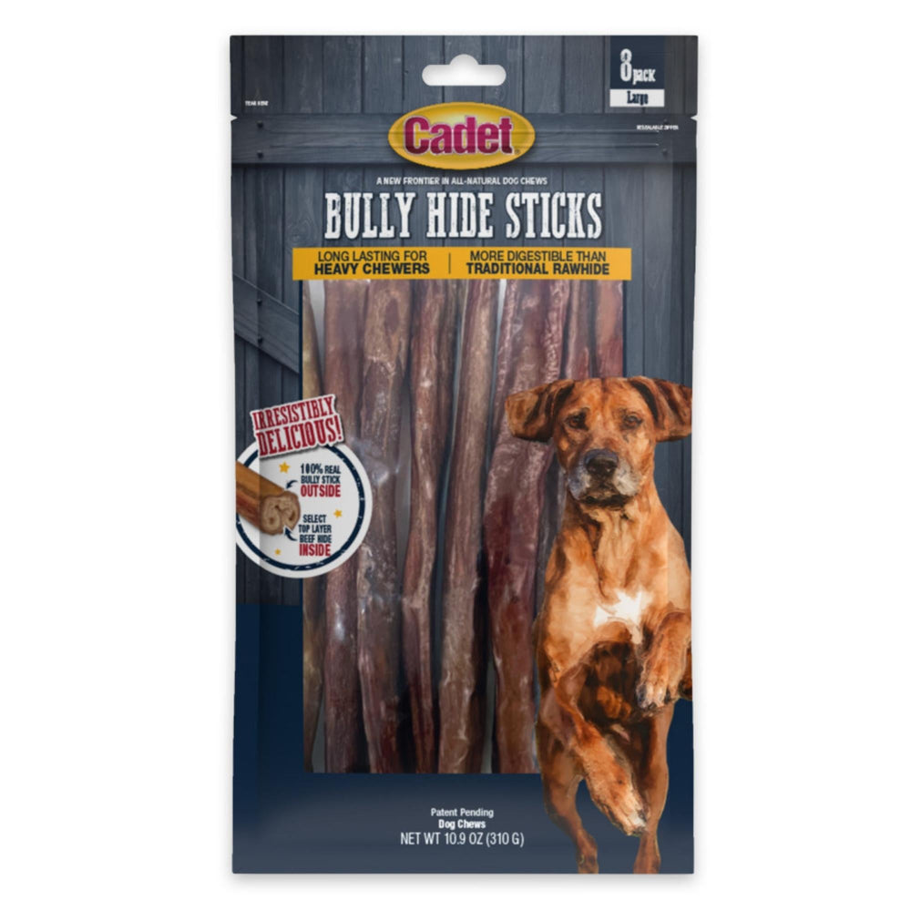 Cadet Bully Hide Sticks All-Natural Dog Chews Large Stick, 1ea/8 ct for your Pet Dog with Pet Store X!