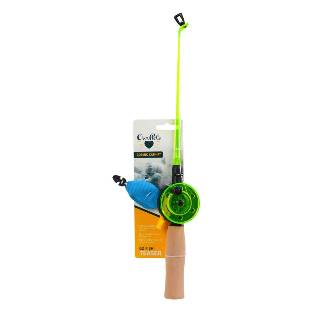 OurPets Play-N-Squeak Fishing Rod with Fish Catnip Toy Multi-Color 1ea